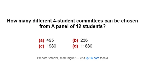 How many different 4-student committees can be chosen from A panel of 12 students?