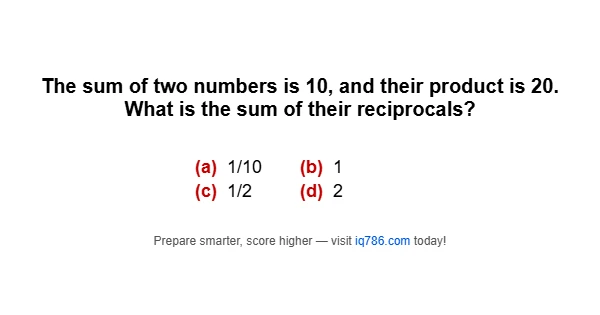 The sum of two numbers is 10, and their product is 20. What is the sum of their reciprocals?