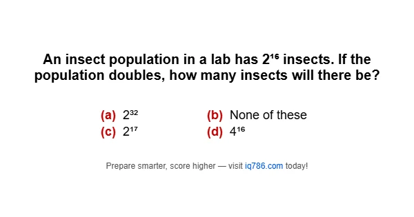 An insect population in a lab has 2¹⁶ insects. If the population doubles, how many insects will there be?