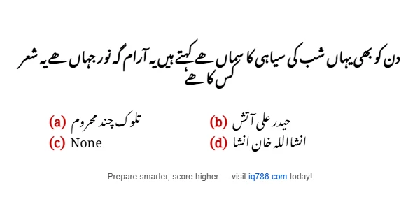 دن کو بھی یہاں شب کی سیاہی کا سماں ھے کہتے ہیں یہ آرام گہ نور جہاں ھے یہ شعر کس کا ھے