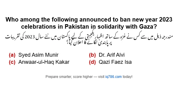 Who among the following announced to ban new year 2023 celebrations in Pakistan in solidarity with Gaza?
