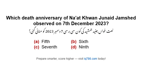 Which death anniversary of Na'at Khwan Junaid Jamshed observed on 7th December 2023?