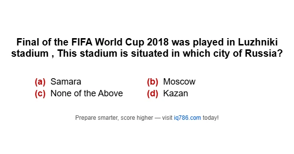 Final of the FIFA World Cup 2018 was played in Luzhniki stadium , This stadium is situated in which city of Russia?