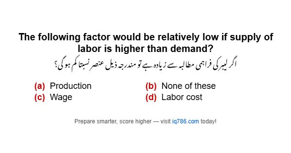 The following factor would be relatively low if supply of labor is higher than demand?