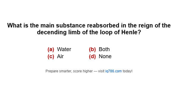 What is the main substance reabsorbed in the reign of the decending limb of the loop of Henle?