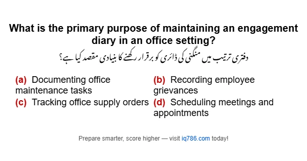 What is the primary purpose of maintaining an engagement diary in an office setting?