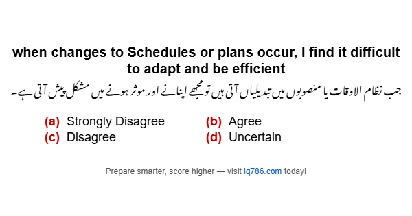 when changes to Schedules or plans occur, I find it difficult to adapt and be efficient