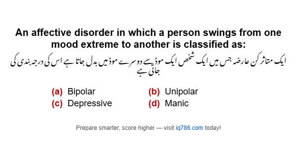 An affective disorder in which a person swings from one mood extreme to another is classified as: