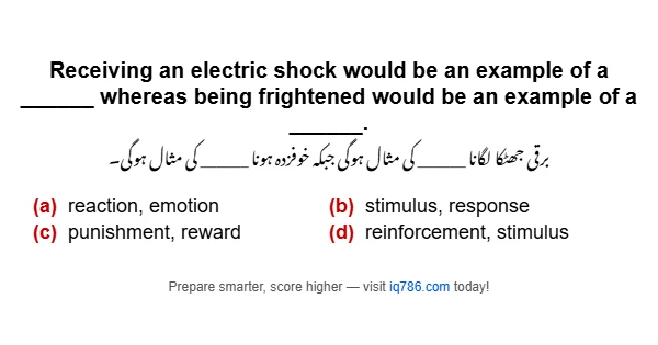 Receiving an electric shock would be an example of a ______ whereas being frightened would be an example of a ______.