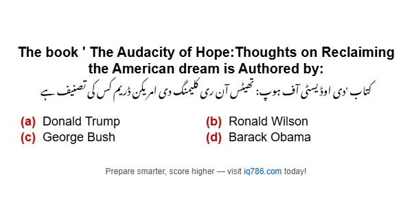 The book ' The Audacity of Hope:Thoughts on Reclaiming the American dream is Authored by: