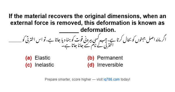 If the material recovers the original dimensions, when an external force is removed, this deformation is known as ______ deformation.