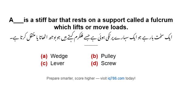 A___is a stiff bar that rests on a support called a fulcrum which lifts or move loads.