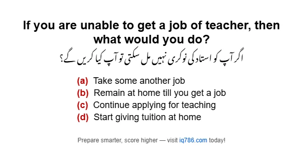 If you are unable to get a job of teacher, then what would you do?