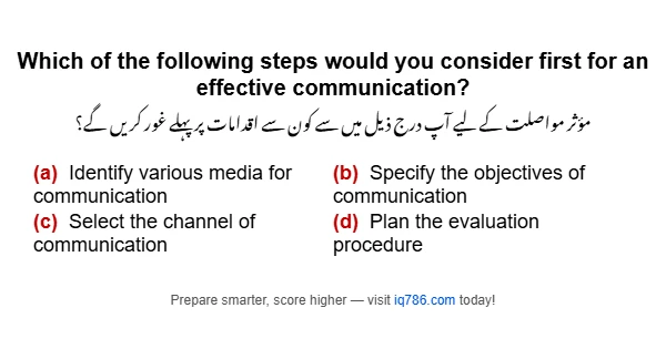 Which of the following steps would you consider first for an effective communication?